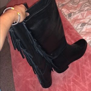 Leather Fringe Riding Boots